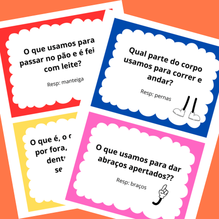 Fichas com perguntas para torta na cara infantil - ABC Pedagógico